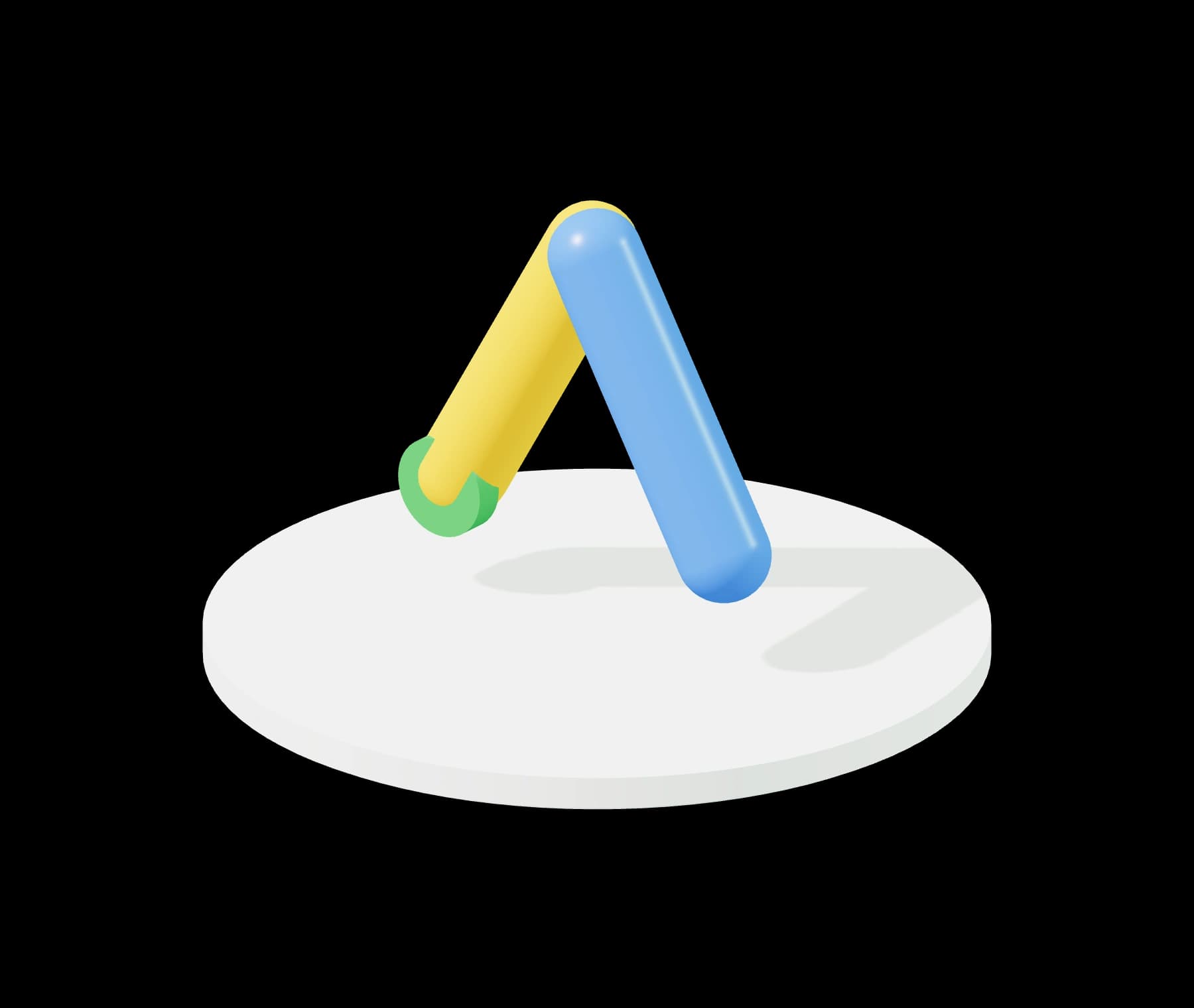 Dimensional Google Ads symbol in its blue, yellow and green product colors